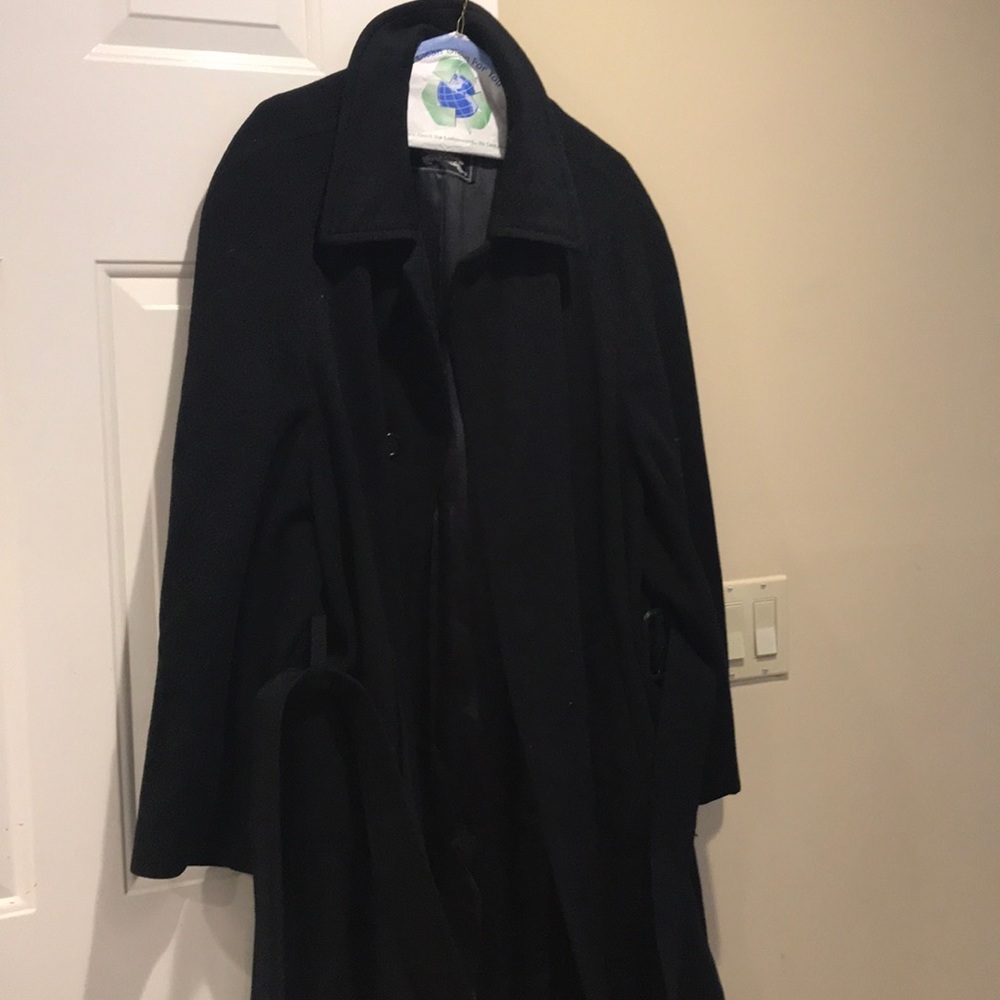 Authentic Black Burberry wool coat from Saks